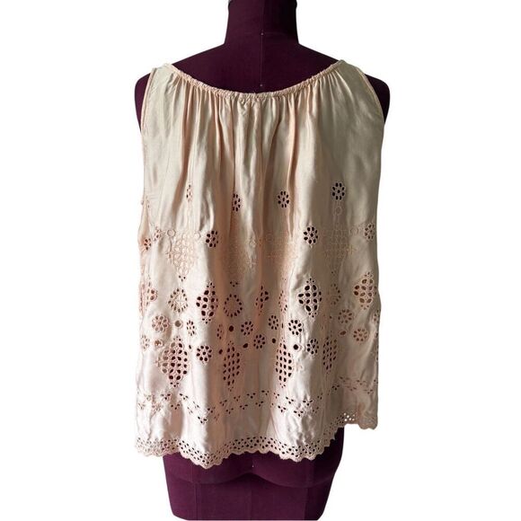 Anthropologie Vanessa Virginia Top Light Pink Sadie Eyelet Lace size 0 Sleeveles - Picture 3 of 9